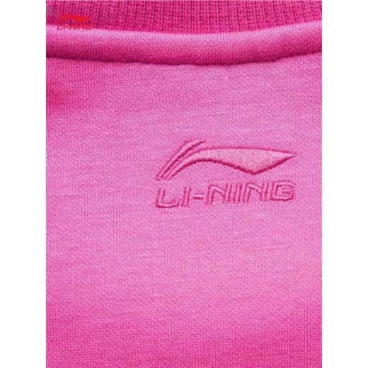 李宁女子草莓熊联名冬季加绒套头卫衣AWDU432-1玫红色 商品图3