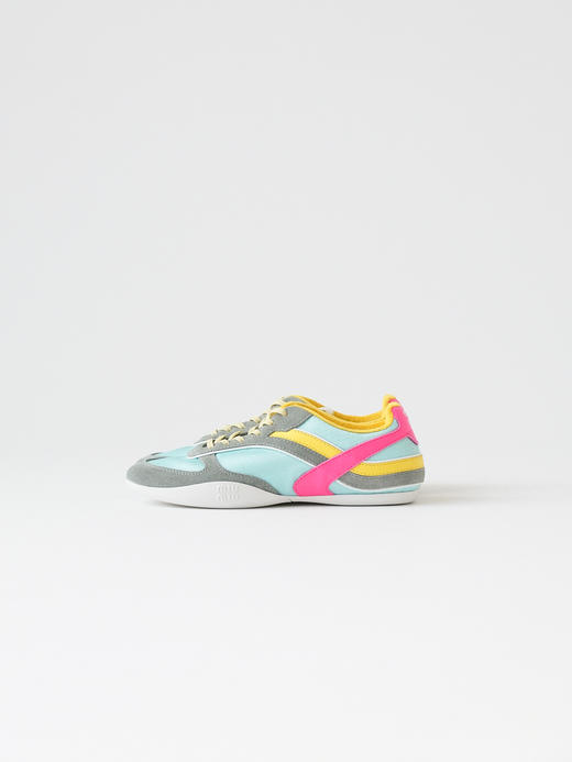 缪缪Gymnasium绒面革彩色饰带徽标压花圆头系带低帮生活休闲鞋（DBG） 商品图12