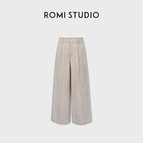 ROMI STUDIO“舒适自然”立体单褶高腰休闲百搭棉质阔腿裤431K2049