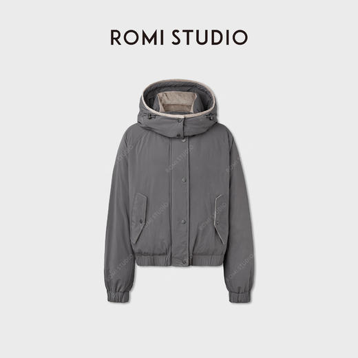 ROMI STUDIO90白鹅绒绵羊毛三防连帽两面穿羽绒外套 RWCWWG5705 商品图0
