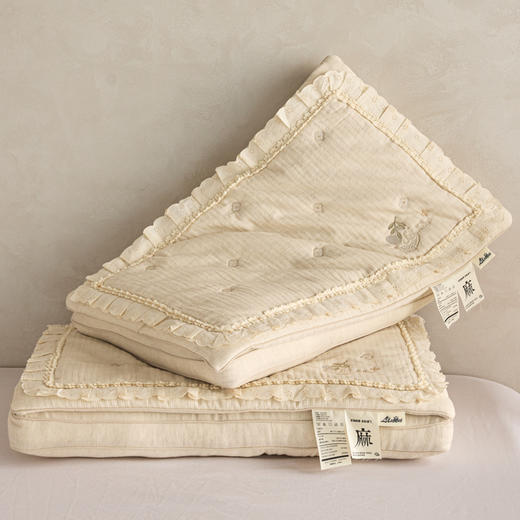 自然醒双层二合一可拆花边棉麻蚕丝枕XK 商品图6