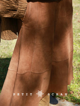 PETIT SCHAN小闪 CLO#927 Autumn Leaf Avenue 落叶大道 进口磨面哑光感正绒牛皮半身长裙