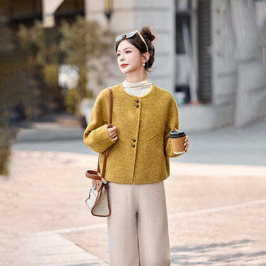 HR YJH5129短款双面羊毛纯色气质外套 商品图0