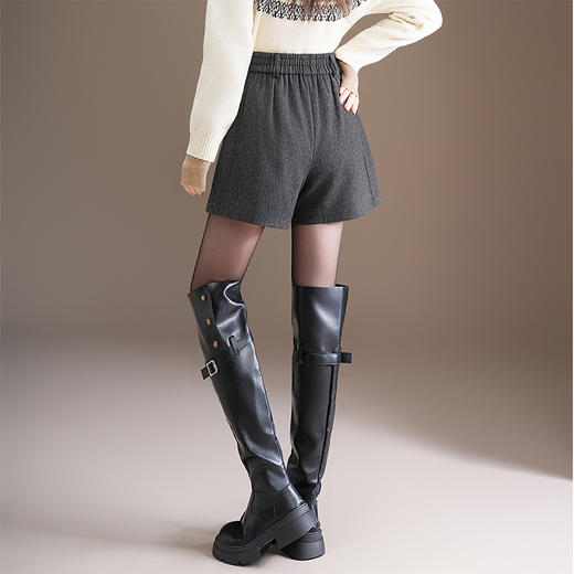 毛呢加厚短款阔腿裤，松紧腰显瘦休闲裤MYX-MND-95873-L 商品图2