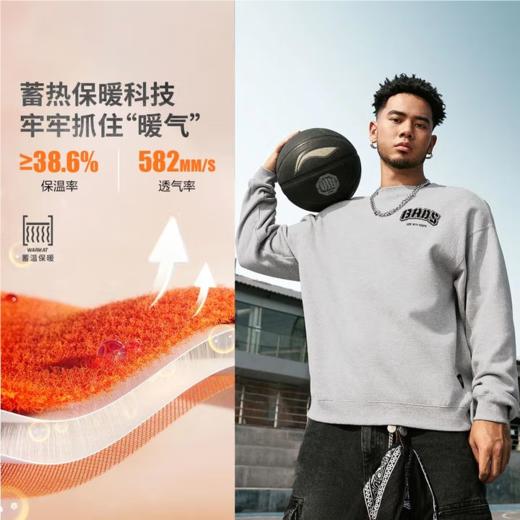 李宁男子冬季加绒套头卫衣AWDU515-6 商品图1
