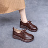丁摩 牛皮复古英伦风小皮鞋女厚底系带大码乐福鞋春秋新款休闲单鞋5ZF-8572 商品缩略图3