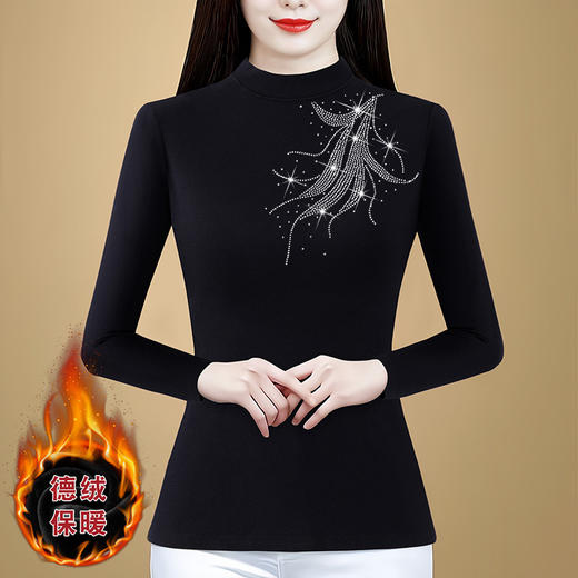 KQL 720G6733加绒加厚半高领打底衫修身显瘦上衣 商品图2