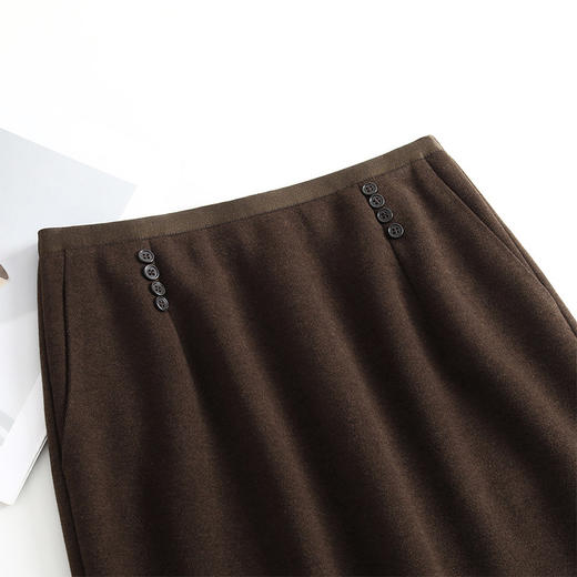 垂坠感毛呢直筒裙高腰开叉包臀一步裙，中长款显瘦半身裙MYX-MND-95868-L 商品图3