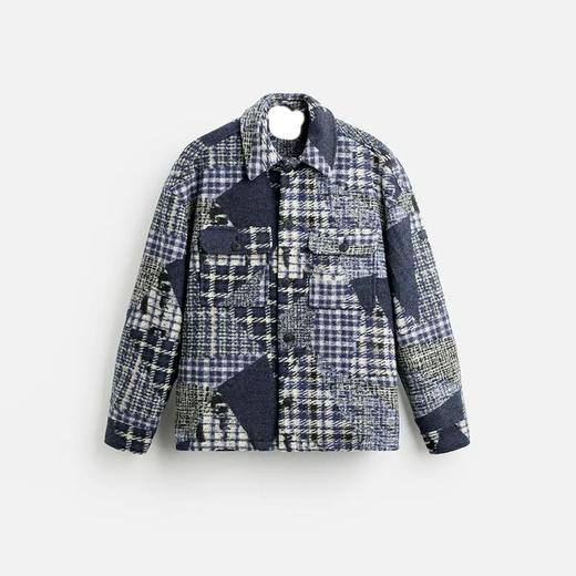 2024男士格子翻领痞帅宽松复古夹克休闲上衣格子衬衫外套 商品图2