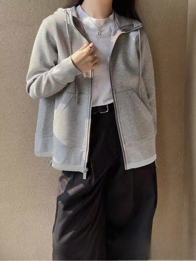 特卖！重磅品质！！【外套】宽螺纹连帽下摆抽绳卫衣外套-喜出