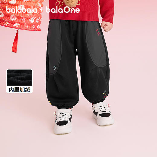 【balaOne】巴拉巴拉童装儿童长裤加绒男女童弯刀裤2025新款春装 商品图0