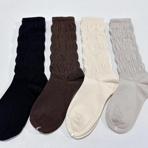 【任选2件立减20元】袜尖尖 四季款女士堆堆长袜 四双装 赛络纺长绒棉，触感顺滑舒爽；A类标准7A抗jun，舒适耐穿不勒脚 商品图6