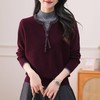 QF 62-741A优雅半高领纯羊毛衫时尚洋气撞色纯色毛衣 商品缩略图0