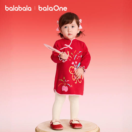 【balaOne】巴拉巴拉童装儿童连衣裙女童新中式旗袍裙春2025新款 商品图1
