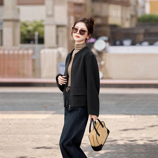 HR YJH5125短款双面羊毛外衣外套 商品图3