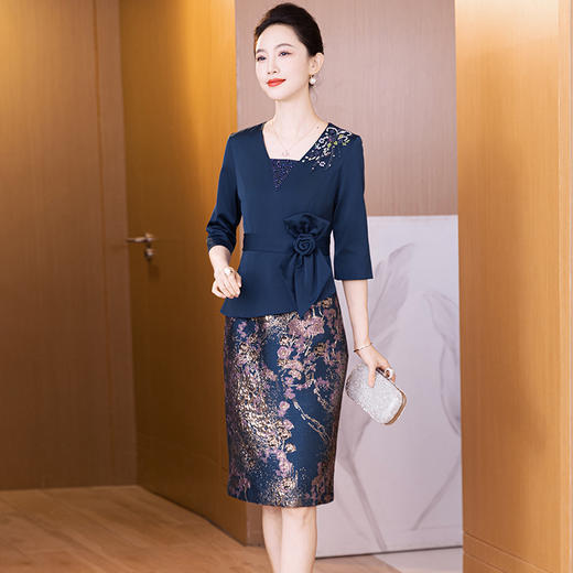 LC 2540拼接碎花优雅时尚宴会连衣裙修身显瘦 商品图1