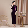 A5GH7991-1秋季新款改良版丝绒旗袍结婚喜婆婆喜妈妈敬酒服修身长款旗袍礼服 商品缩略图1