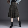 QYM 6988-Y毛呢半身裙高腰格纹百褶裙 商品缩略图2