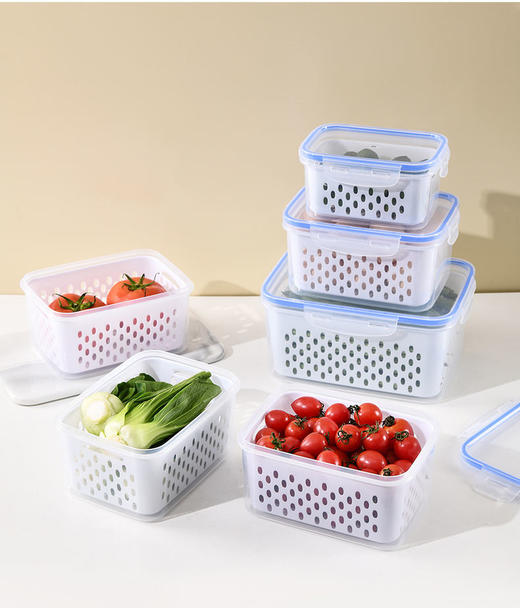 💥好物推荐➡29.9💰 3件套❗【多功能透明沥水收纳一体保鲜盒3件套8396】满足各种收纳需求💕堆叠摆放 节省空间❗ ✅半透明盒身 物品可视便捷取用 镂空沥水/保鲜收纳二合一设计 轻松收纳 商品图6