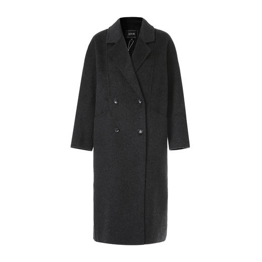 EITIE爱特爱深灰色廓形氛围感宽松显瘦羊毛呢大衣2025冬季新款D2514911 商品图5