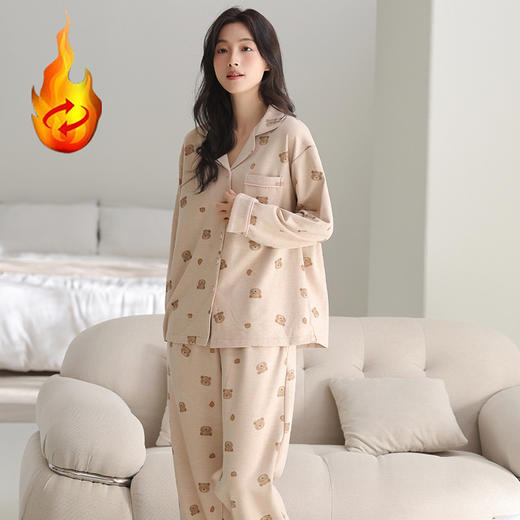 雀说 女士加厚羊毛绒睡衣秋冬款长袖可外穿德绒家居服 商品图1