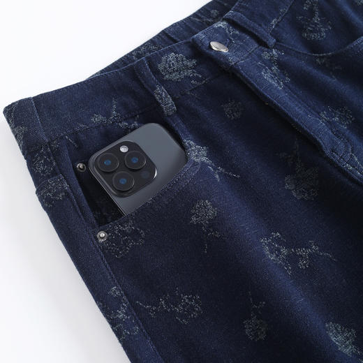 MYX印花牛仔阔腿裤垂坠感修身显瘦直筒裤2025年冬款加绒保暖拖地长裤 商品图3