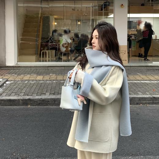 现货 圣托里尼winter 100羊毛双面双穿温暖调围巾大衣 商品图2