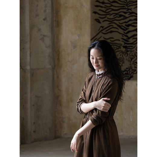 牧衣游原创 丝棉手工刺绣连衣裙新款复古民族风宽松文艺长裙 松松 商品图3