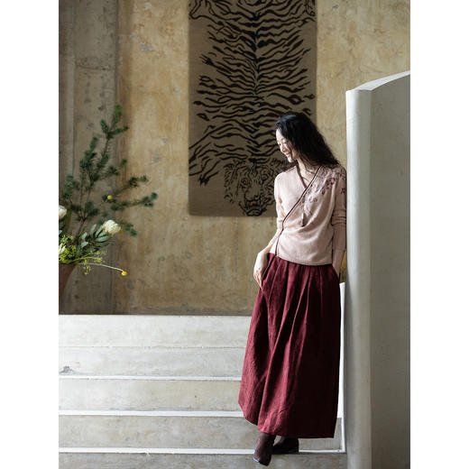 牧衣游原创 进口牦牛绒毛织混纺毛织外套手绣柔软文艺开衫 檀兮 商品图3