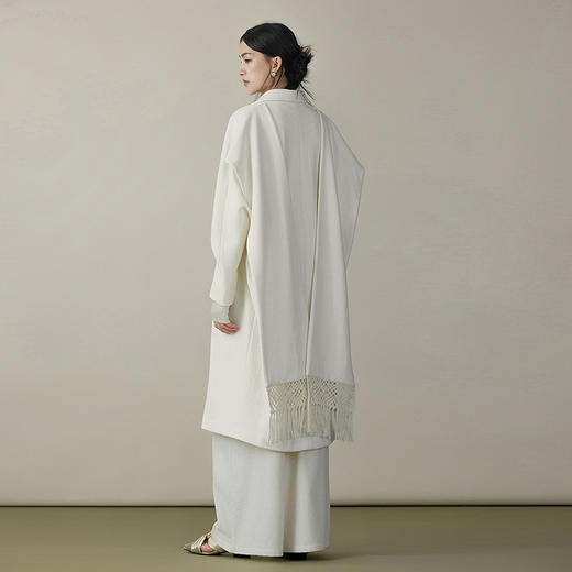 【林栖设计小店】【手编流苏】绵羊毛毛呢外套镂空2025秋冬新款披肩大衣女1954031 商品图4