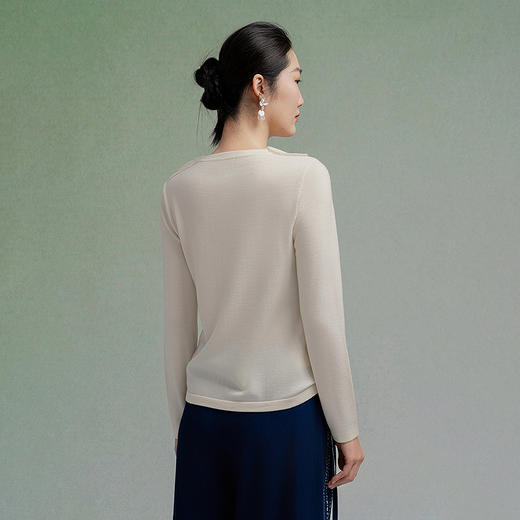 【林栖设计小店】绵羊毛织上衣修身荷叶边气质长袖2025秋冬新款套头毛衣女1954039 商品图4