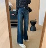 D102070秋冬新款复古设计感四面弹口袋高腰显瘦微喇牛仔裤 商品缩略图3