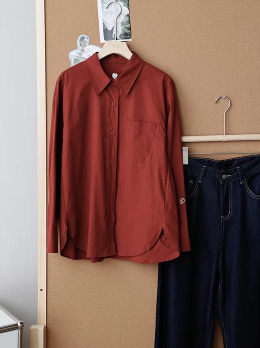 秋冬毛衣大衣cp复古港风纯棉长袖廓形衬衫 商品图11