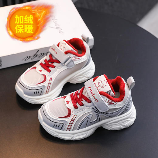 小黄鸭新款运动鞋儿童冬季皮面防水加绒保暖男女童小中童跑步休闲鞋21-38 商品图3