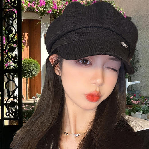 网红同款秋冬季美拉德复古画家帽子显脸小八角帽子女纯色贝雷帽女 商品图5