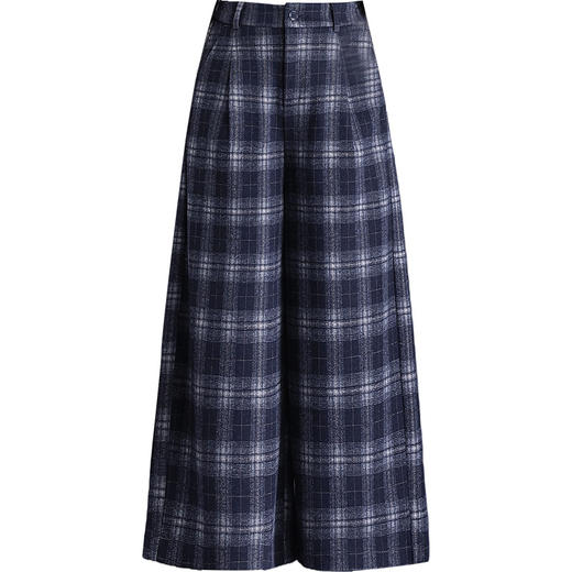 MYX毛呢格子阔腿裤女2025年冬款垂感修身显瘦通勤直筒裤洋气九分靴裤 商品图4