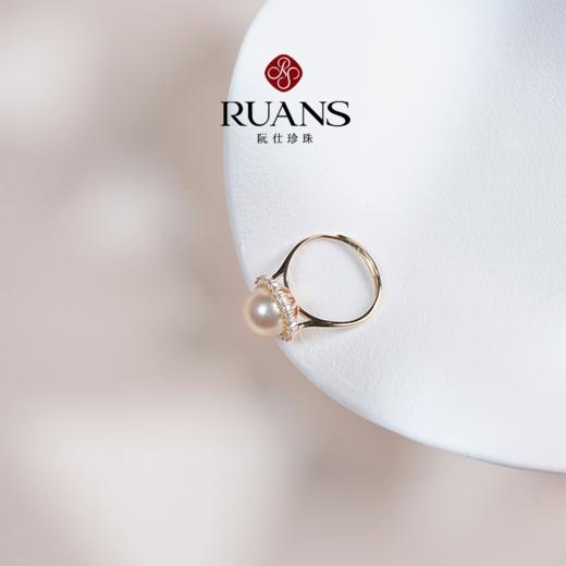 阮仕心歌系列  S925银日本珠AKOYA珍珠戒指 9-9.5mm  正圆  极微瑕 极强光 RS0144XGA 商品图2