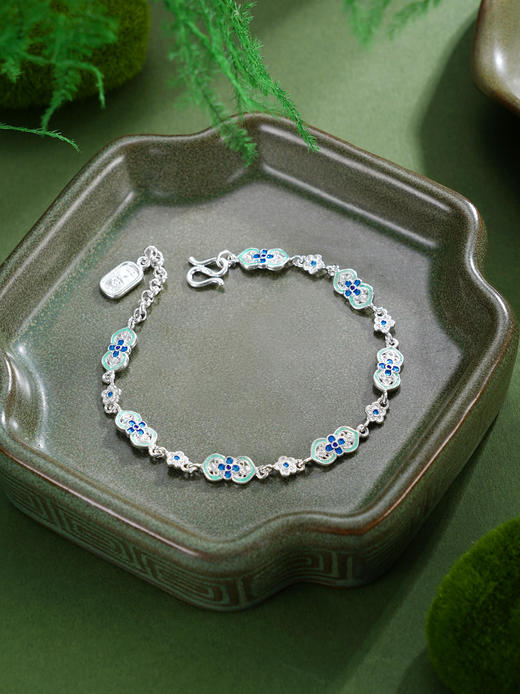 子佩集【四叶喜乐】S990银手链【QFSL018】花丝珐琅彩2510 商品图1