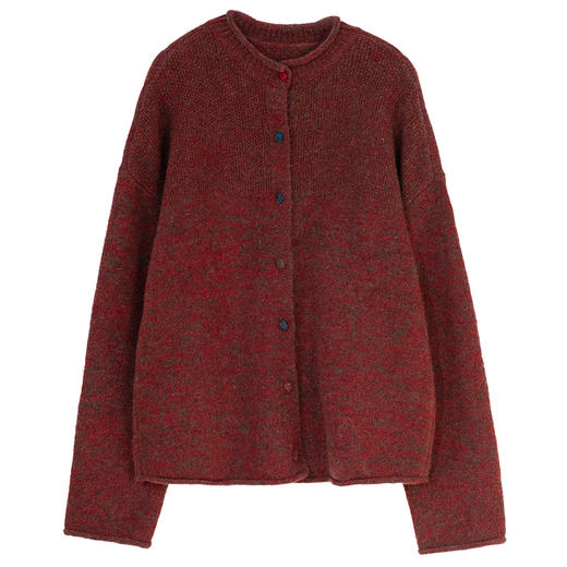 牧衣游原创 羊绒混织毛织外套冬软糯细腻蓬松百搭红色开衫 竹落生 商品图4