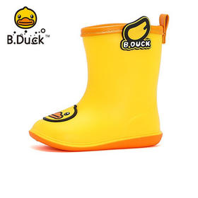B.Duck小黄鸭童鞋儿童雨鞋时尚防水雨靴男女童宝宝水鞋小学生5955黄色28