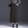 MYX松紧腰长款修身包臀裙职业通勤毛呢半身裙2025冬款显瘦时尚直筒裙 商品缩略图1