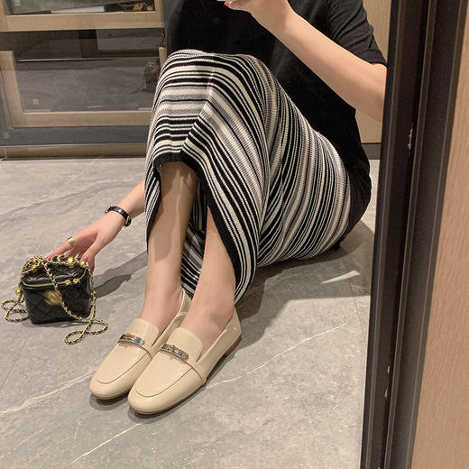A5785真皮乐福鞋一脚蹬平底鞋百搭休闲女士单鞋浅口牛皮皮鞋女复古 商品图1
