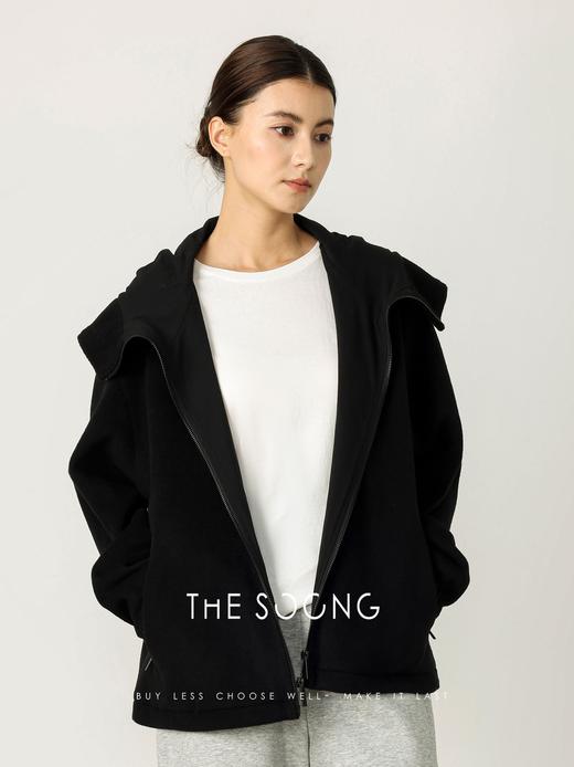 THESOONG|"松弛暗调"羊毛桑蚕丝秋冬加厚连帽卫衣外套女HBWT7548 商品图2