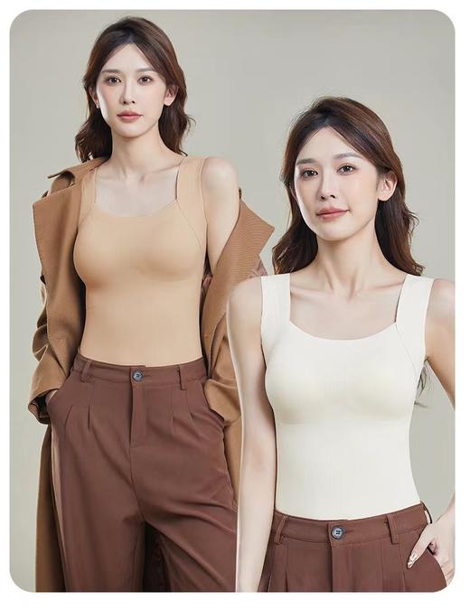 D102067内里薄绒面料软糯内置杯垫保暖背心美背 商品图4