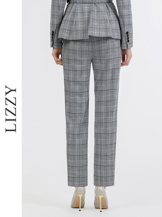 LIZZY 英伦风格纹西装裙型衣摆外套+裤子套装（配腰带）7367 商品图5