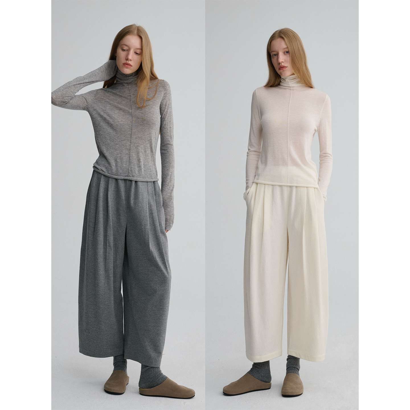 MAISON CECILE四色|羊毛松紧腰毛呢宽松随性松弛气球九分裤