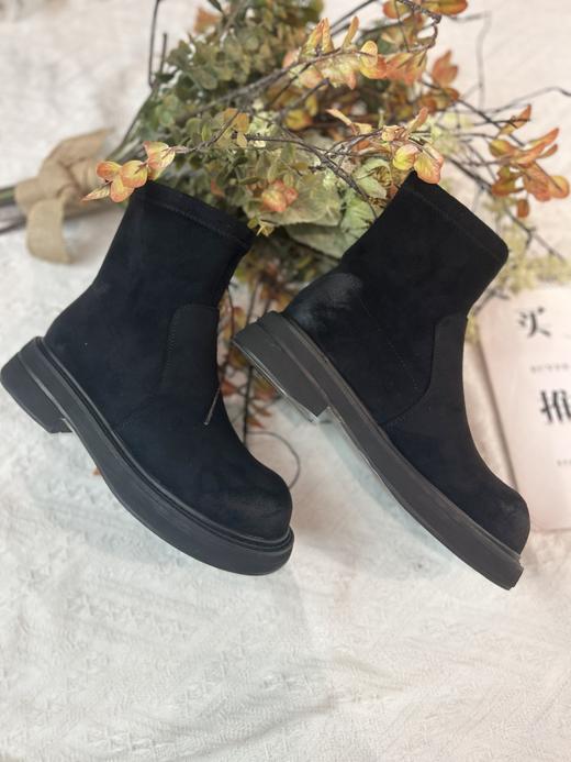 【门店同款】ENJOY冬季圆头绒面短靴 166445499 商品图1