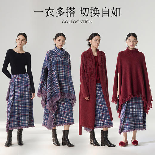 【林栖设计小店】格纹毛织半身裙复古百搭气质宽松2025秋冬新款流苏裙子女1954005 商品图2