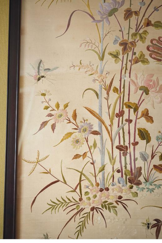 【已售】独角鹿西洋古董 20世纪初中国出品「富贵孔翠」传统东方花鸟主题粤绣挂屏 商品图3