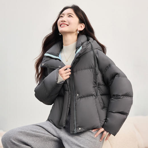 【年货节】熙世界【云朵小暖包】连帽短款羽绒服女冬季小个子面包服保暖外套 商品图4